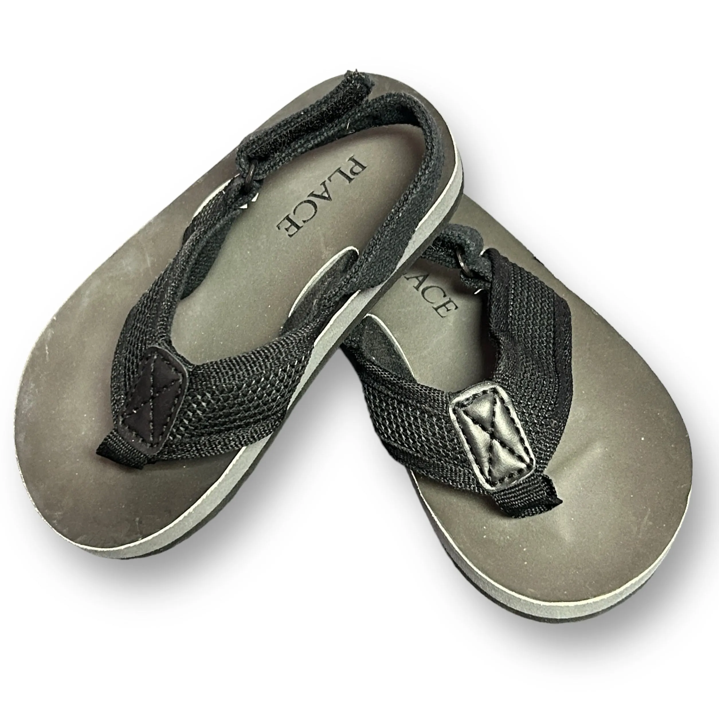 Children's Place Toddler Flip Flops Boys Size 6/7 Adjustable Thong Gray Sandals Data Flip Flop