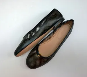 Chlo Marcie Black Perforated Leather Flats Shoes Soho Flat Shoes