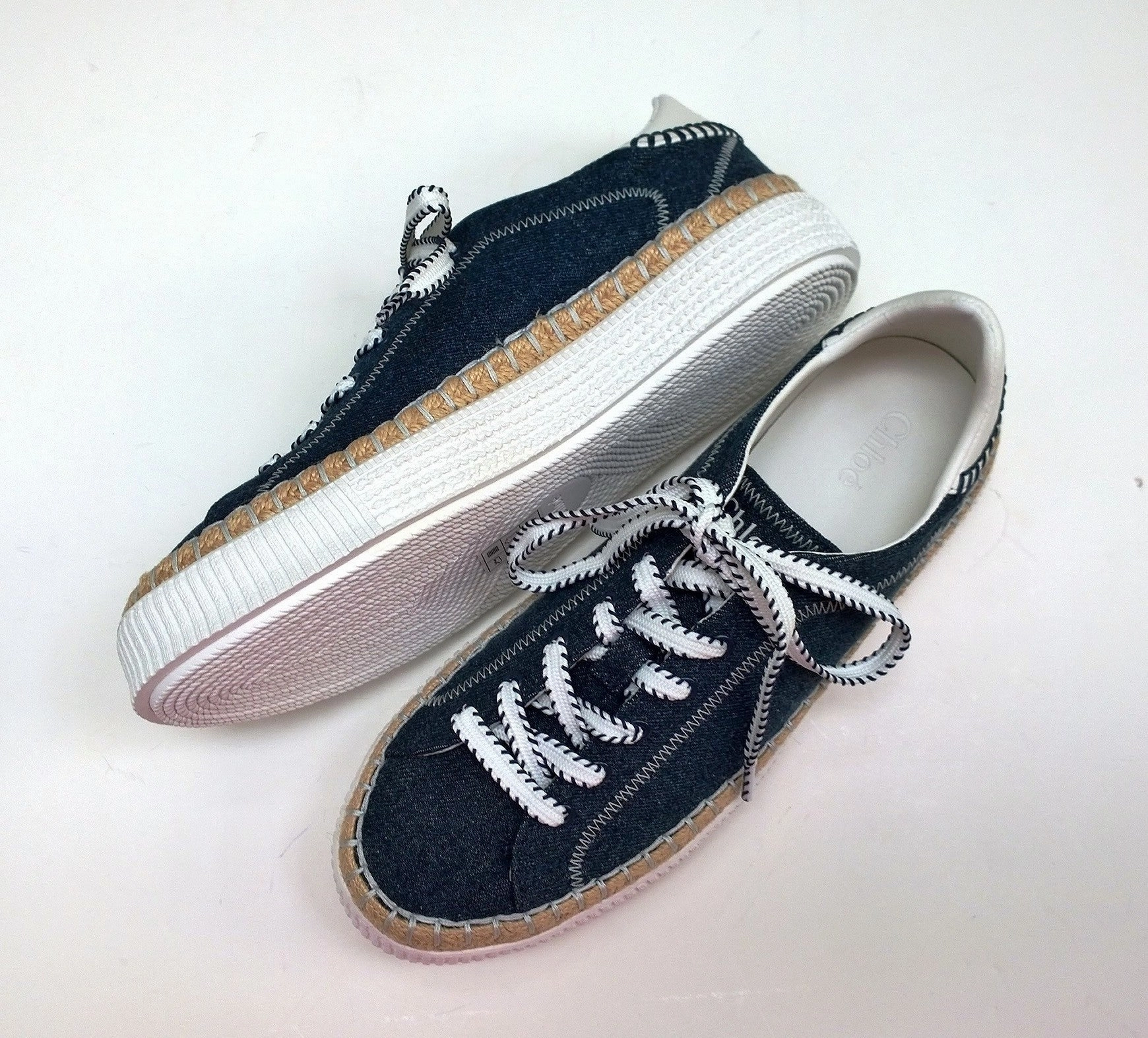 Chlo Telma Sneakers in Dark Denim Espadrille Trainers Chanel Floral Espadrilles