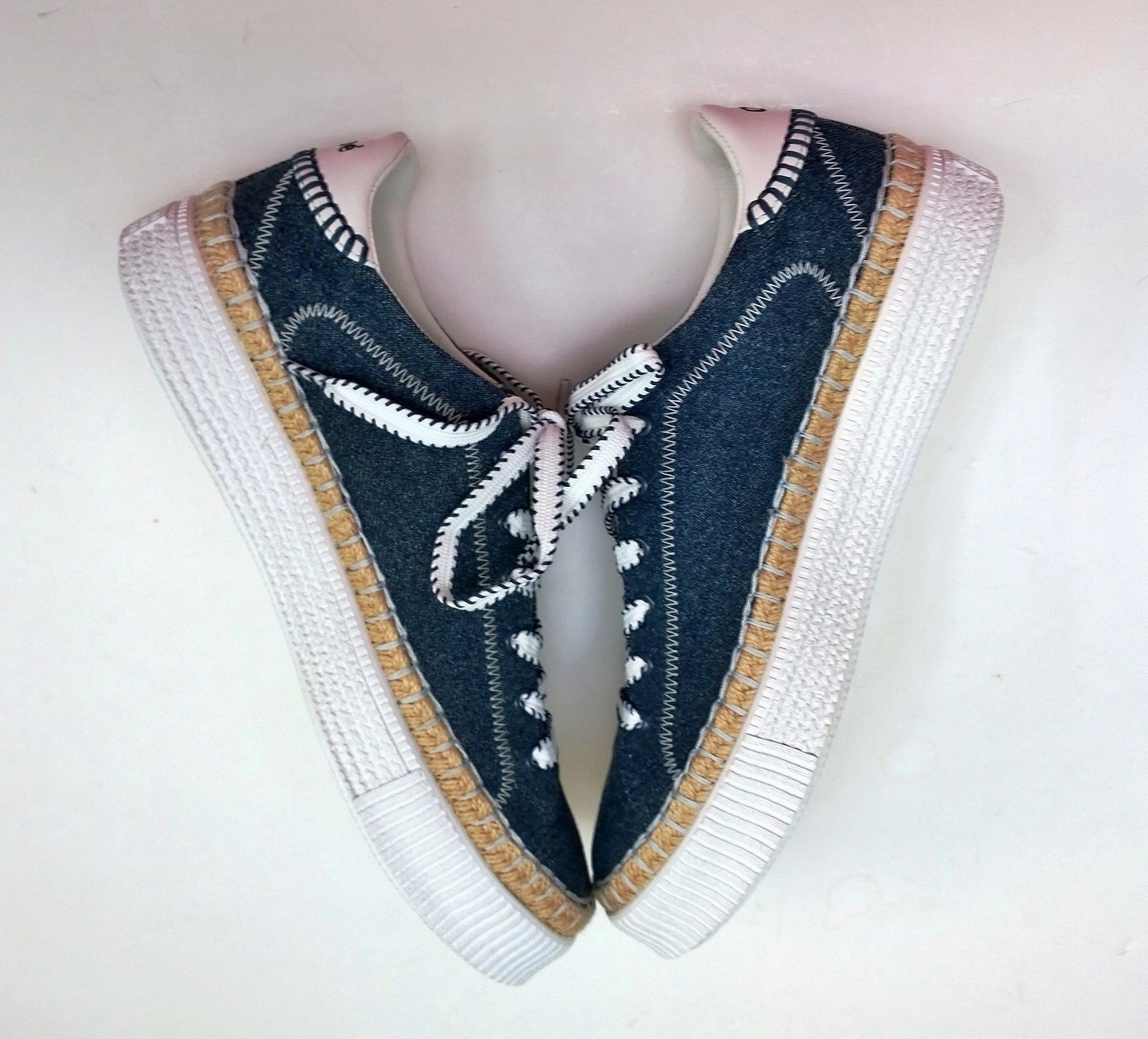 Chlo Telma Sneakers in Dark Denim Espadrille Trainers Polka Dot Espadrille Wedge