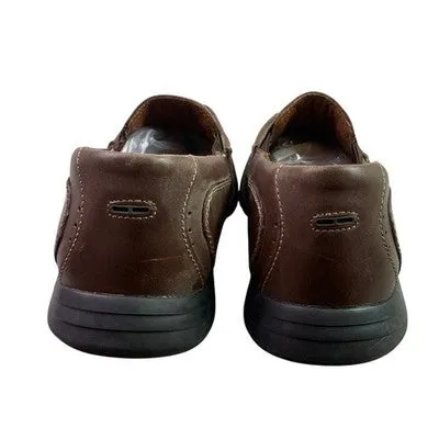 Clarks Loafers Mens 10M Brown Leather Slip On Shoes Career Preppy Everyday Cocktail Dress Flat Shoes