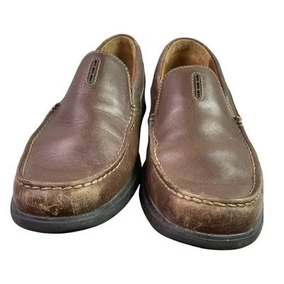 Flat Shoes To Wear With Skinny Jeans Clarks Loafers Mens 10M Brown Leather Slip On Shoes Career Preppy Everyday