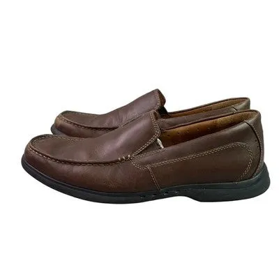 Clarks Loafers Mens 10M Brown Leather Slip On Shoes Career Preppy Everyday Soft Style Shoes Flats