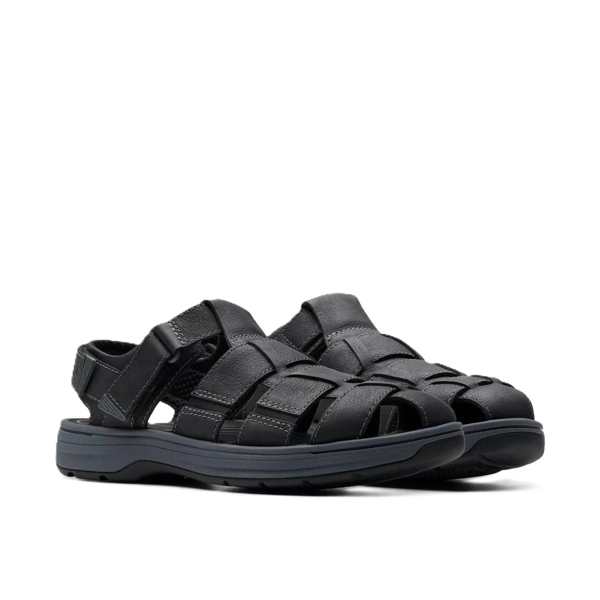 Spongebob Sandals Clarks Men's Salt Way Cove Black Leather Sandals