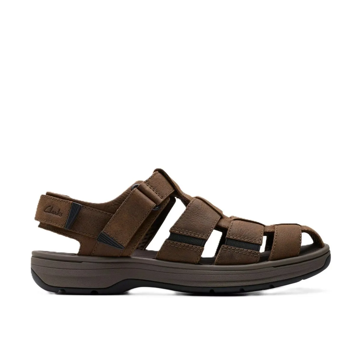 Clarks Men's Saltway Cove Dark Brown's Leather Sandals Comfy Sandals For Walking
