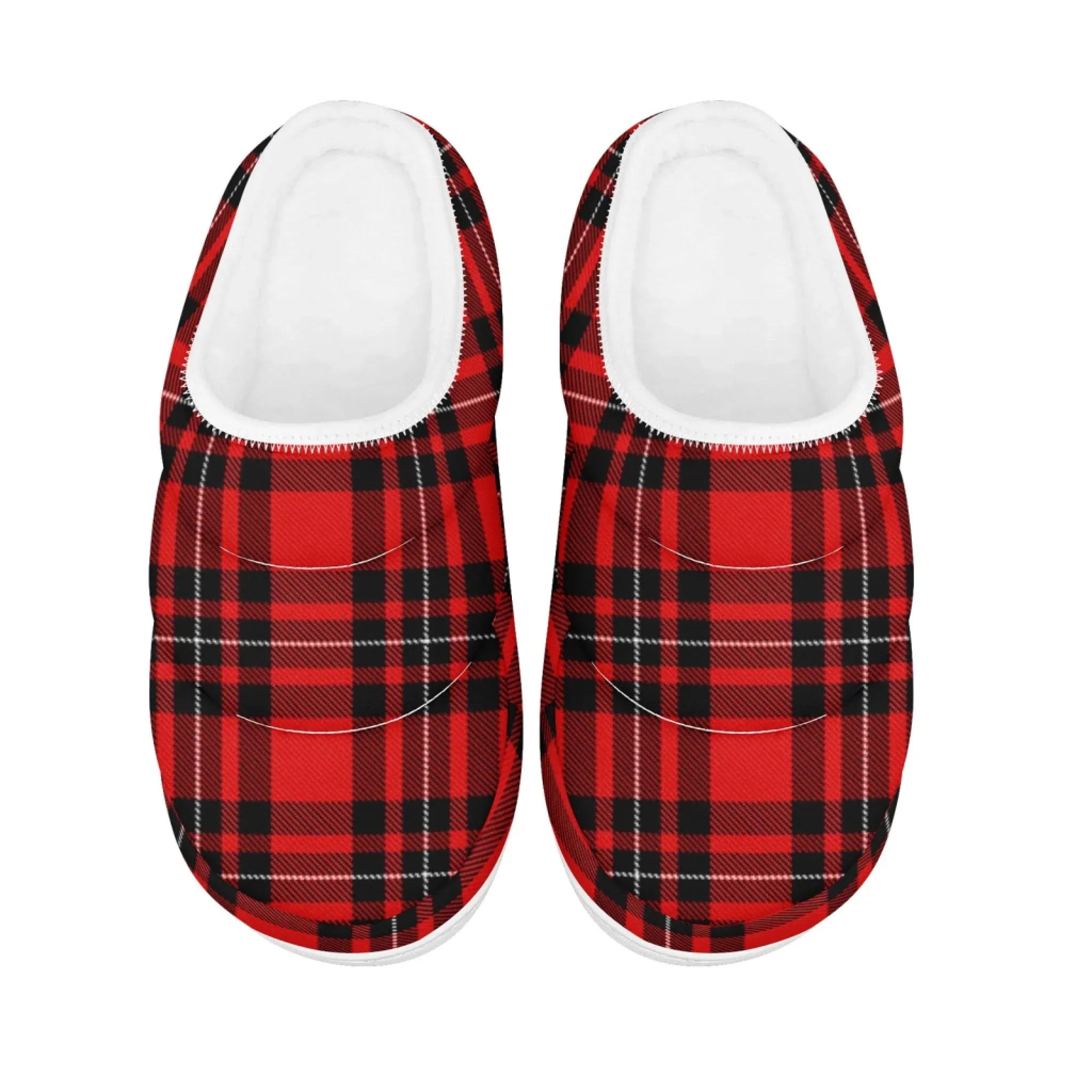 Nestwell Slippers Classic Red & Black Plaid Padded Slippers, Cozy Quilted Tartan Winter House Shoes FN057-25025141