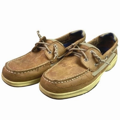 Sperry Top-Siders Mens 12M Tan Leather Boat Shoe Loafers Preppy Everyday Casual Shoes To Wear With Golf Pants