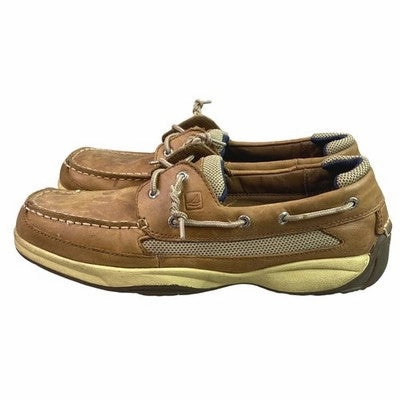 Sperry Top-Siders Mens 12M Tan Leather Boat Shoe Loafers Preppy Everyday Ballet Shoe Cute Casual Comfort Flat