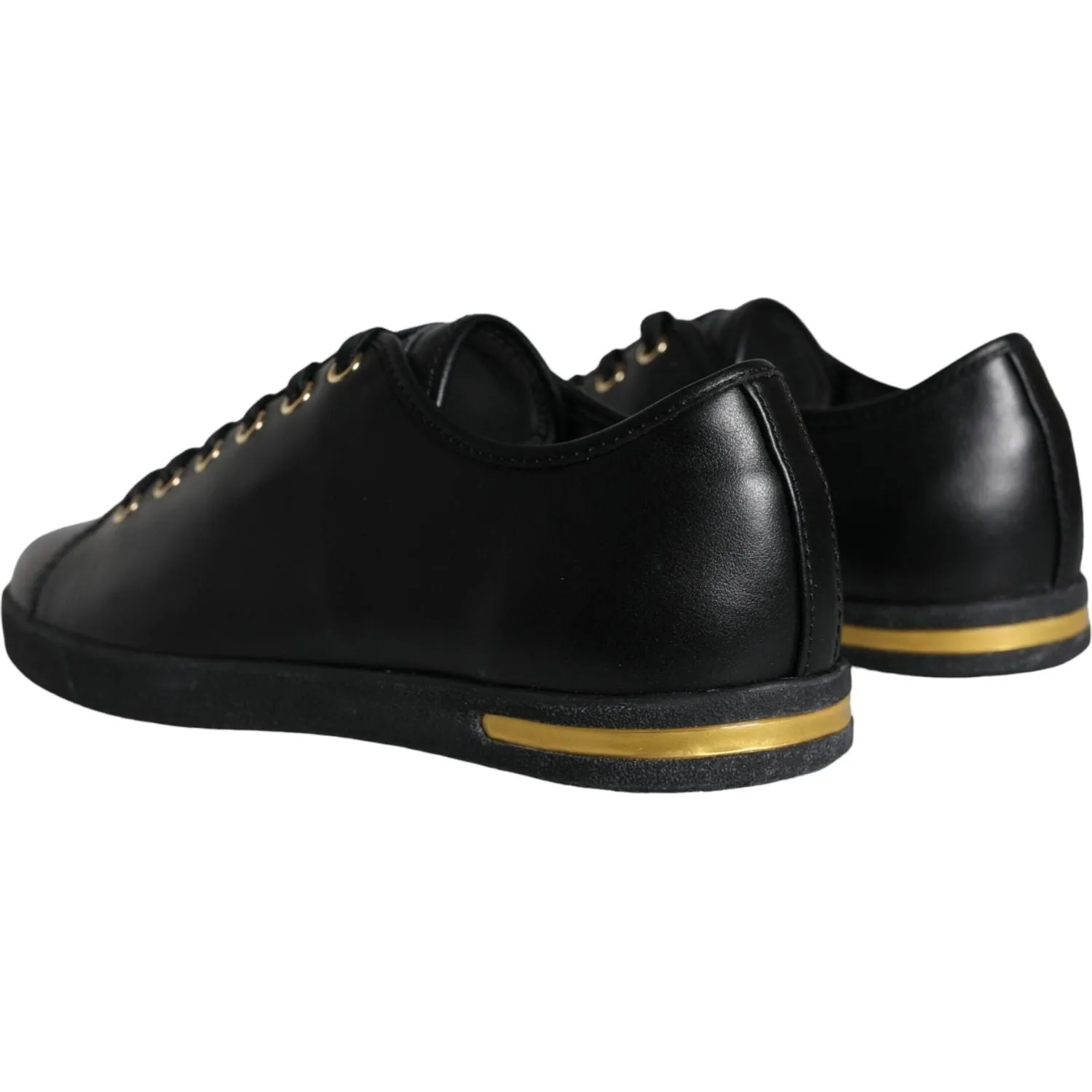 Geox Sneakers Dolce & Gabbana Black Gold Leather Classic Sneakers Shoes