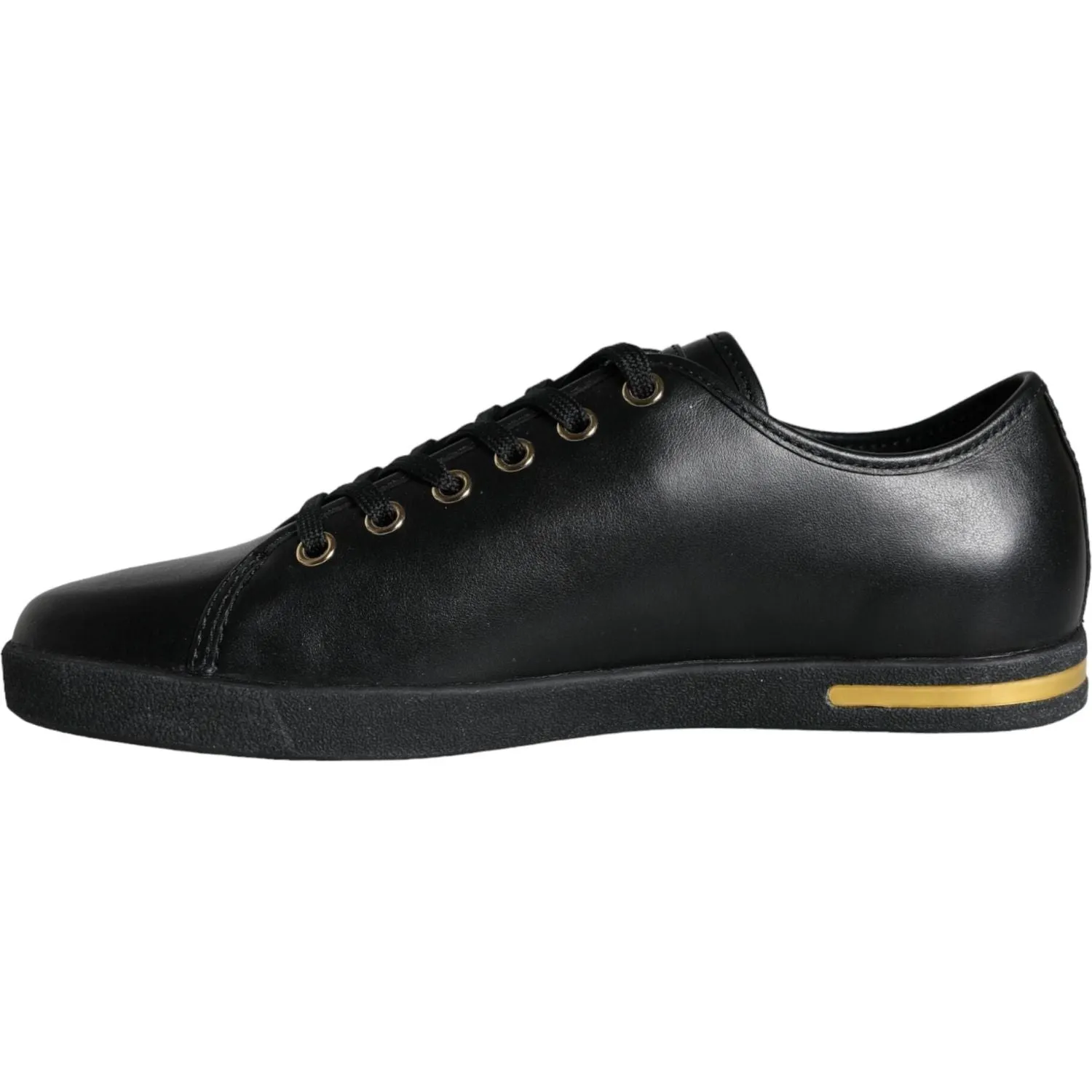 Hi Top Leather Sneakers Dolce & Gabbana Black Gold Leather Classic Sneakers Shoes