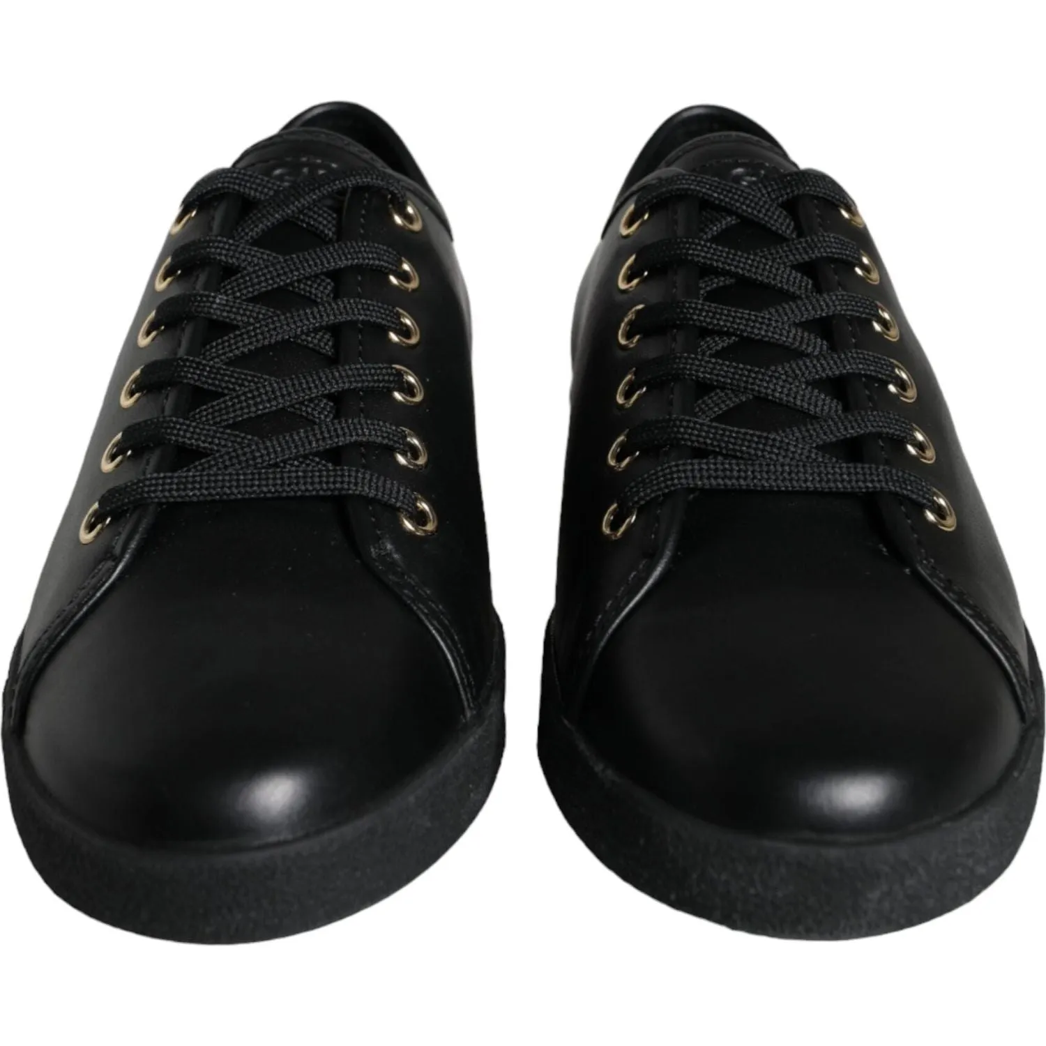Gucci Shoes And Sneakers Dolce & Gabbana Black Gold Leather Classic Sneakers Shoes