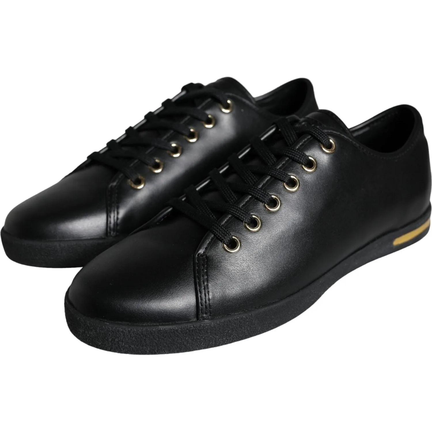 Gold And Silver Sneakers Dolce & Gabbana Black Gold Leather Classic Sneakers Shoes