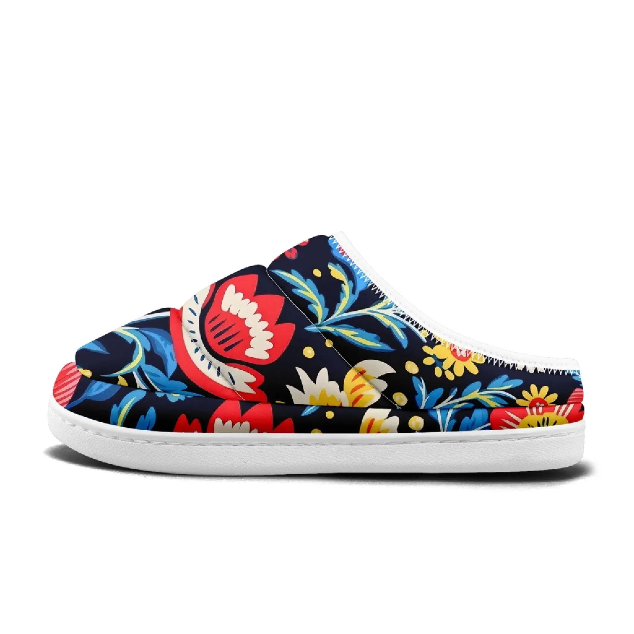 Colorful Folk Art Floral Padded Slippers, Cozy Patterned House Shoes FN057-25028165 Heated Socks And Slippers