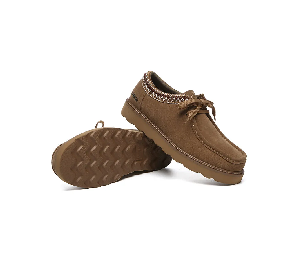 EVERAU Men Leather Lace Up Casual Shoes Madison Casual Shoes Wide Leg Pants