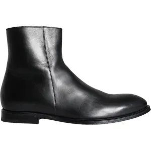 Dolce & Gabbana Black Calf Leather Men Ankle Boots Men Shoes Summertime Boots