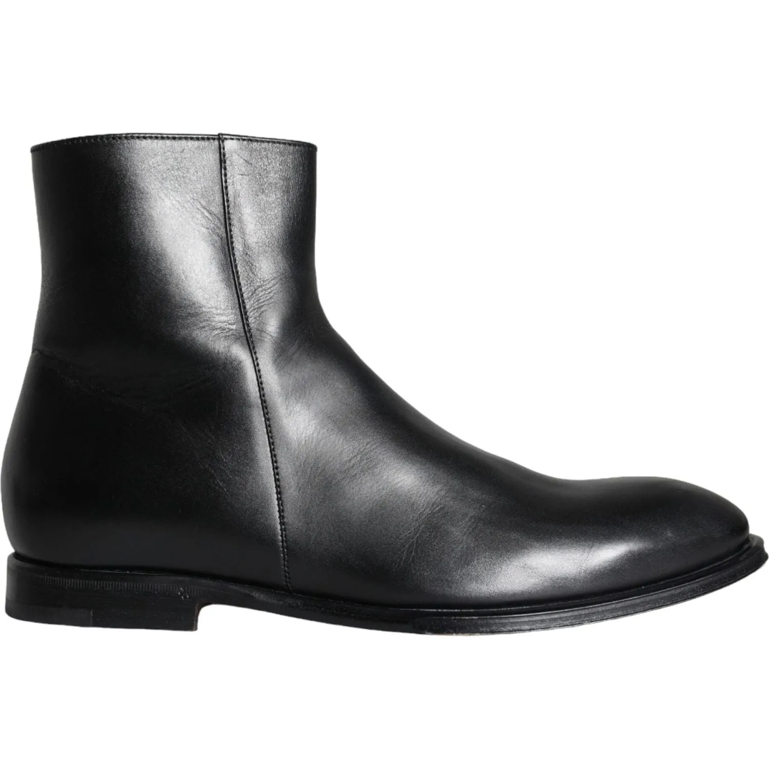 Overshoe Boots Dolce & Gabbana Black Calf Leather Men Ankle Boots Men Shoes