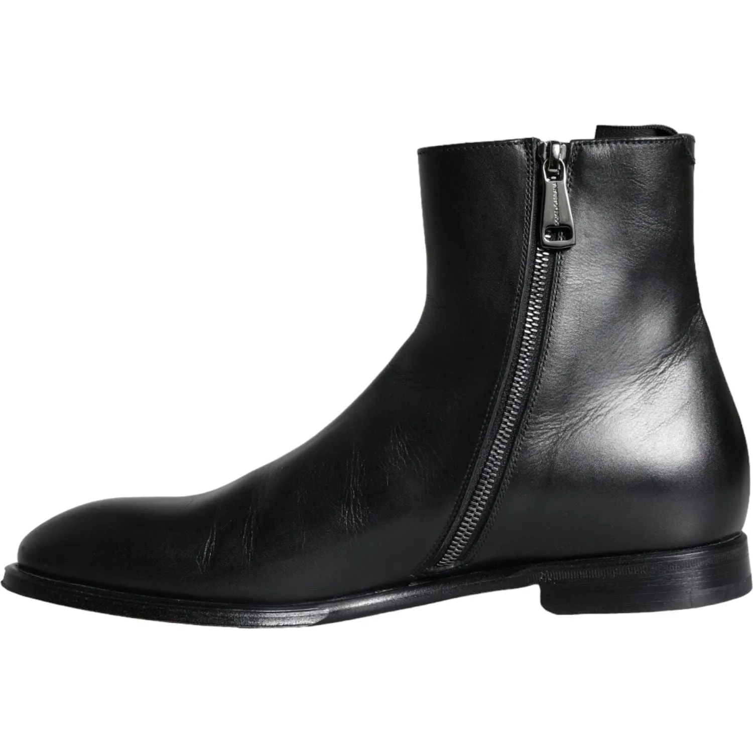 Dolce & Gabbana Black Calf Leather Men Ankle Boots Men Shoes Most Comfortable Walking Boots