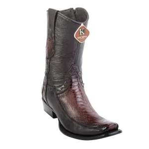 Men's King Exotic Ostrich Leg Boots With Deer Dubai Toe Handcrafted Faded Brown (479BF0516) Establo Boots