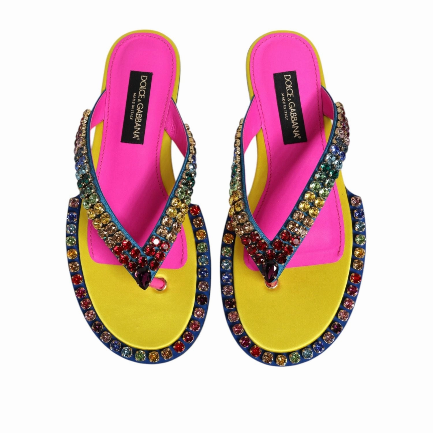 Flat Feet Overpronation Shoes Dolce & Gabbana Multicolor Rhinestone Flip Flop Flat Sandals Shoes
