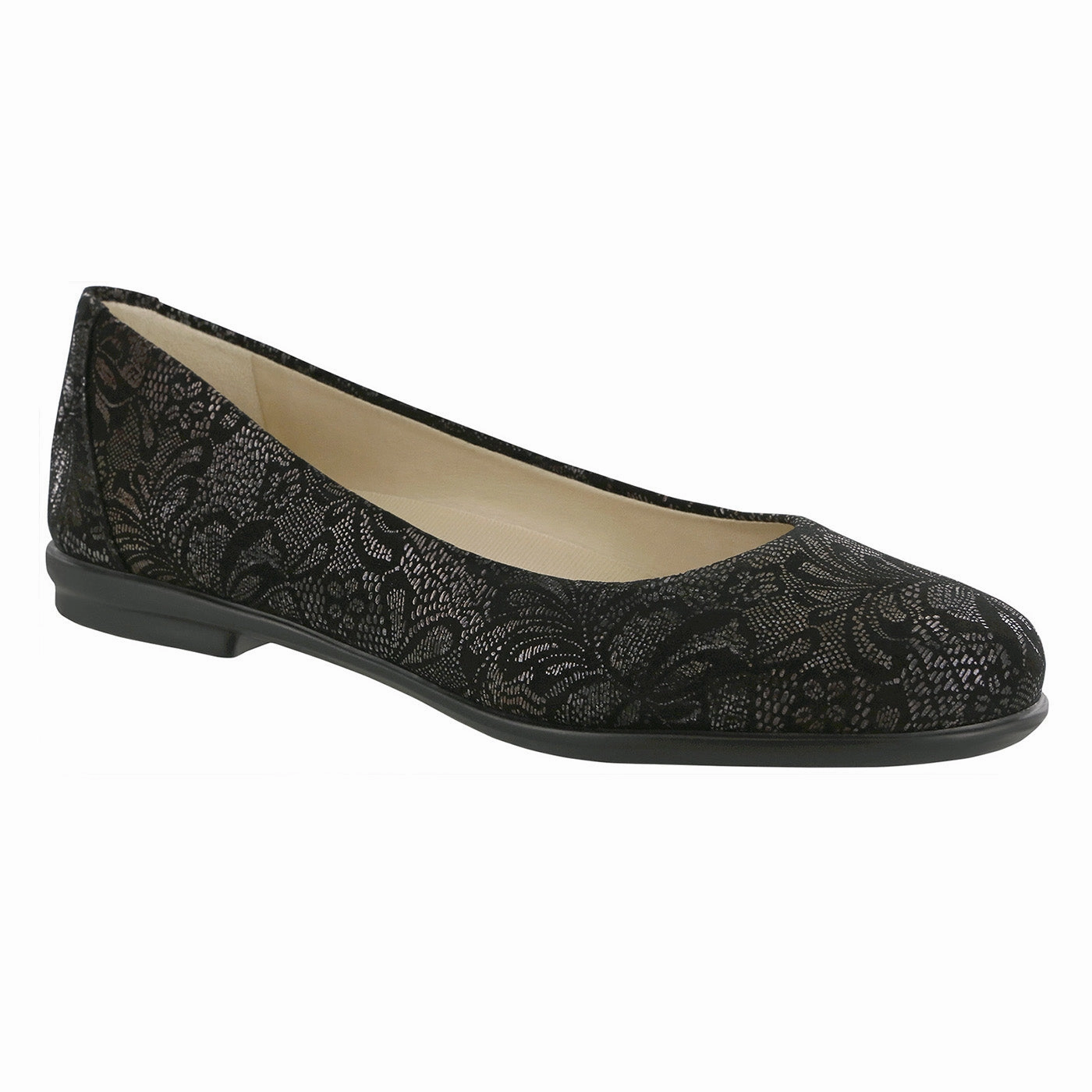 Work Shoes For Flat Feet Women's Scenic Ballet Flat Black Lace