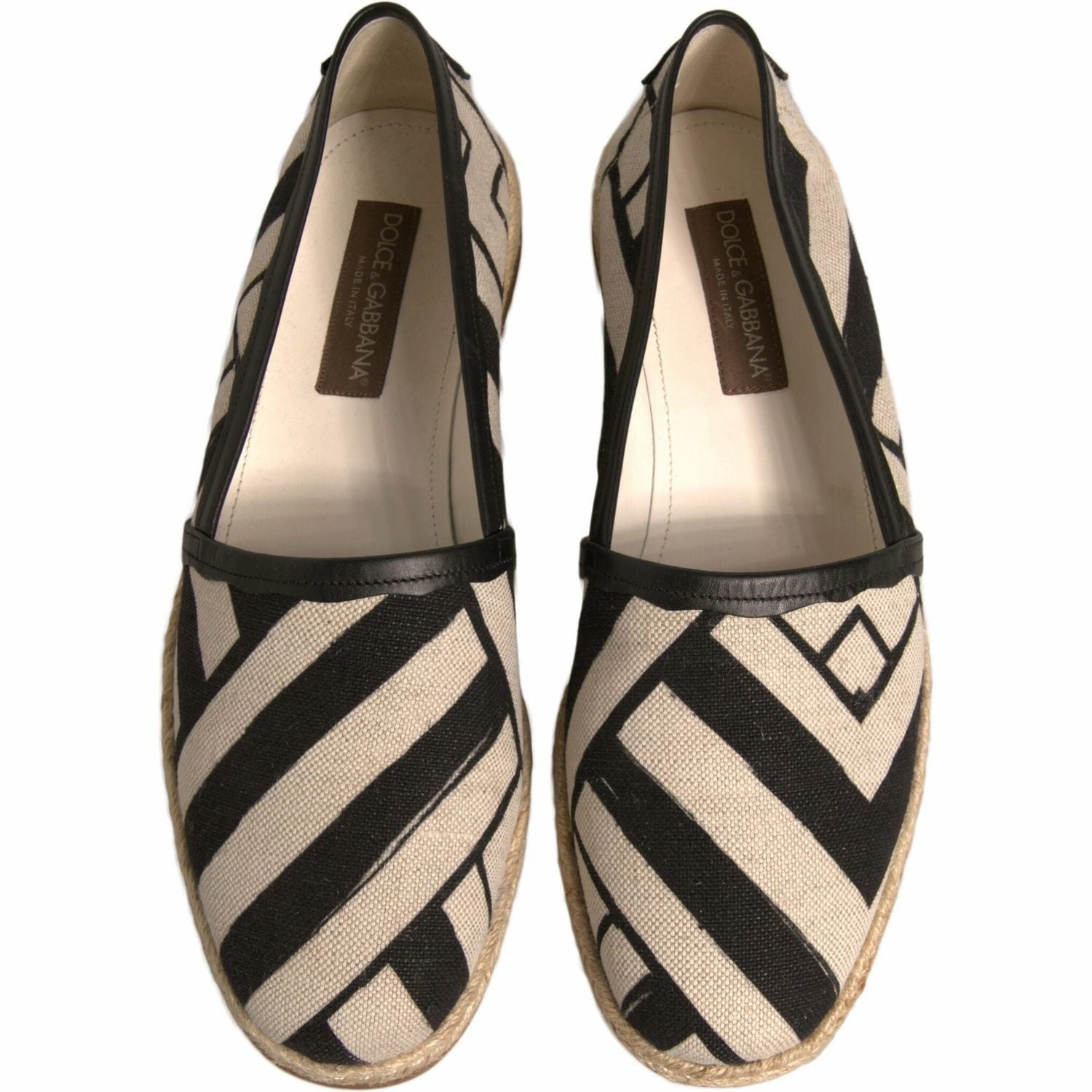 Dolce & Gabbana Black White Stripes Slip On Espadrille Shoes Jane Birkin Espadrilles