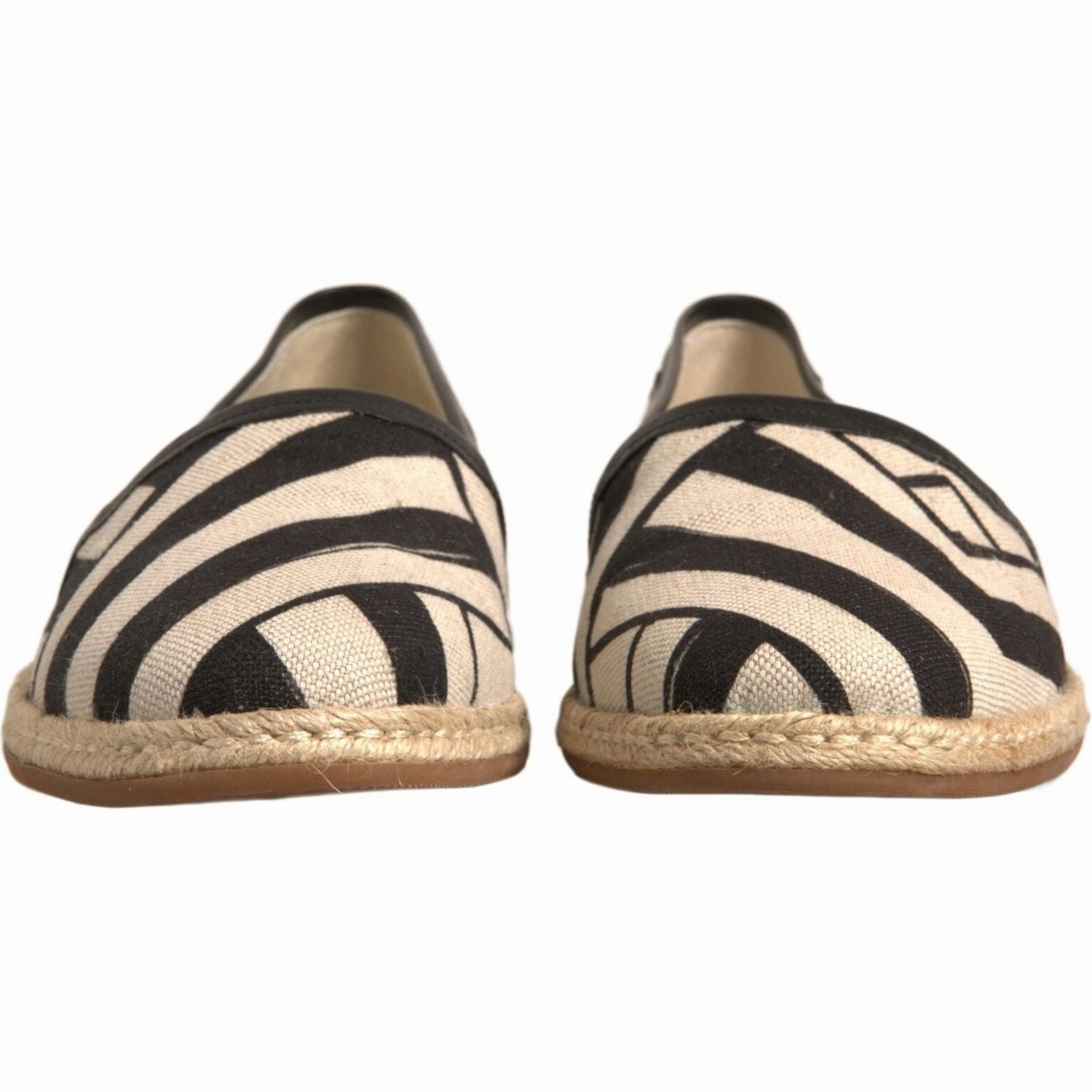 Espadrilles Band Dolce & Gabbana Black White Stripes Slip On Espadrille Shoes