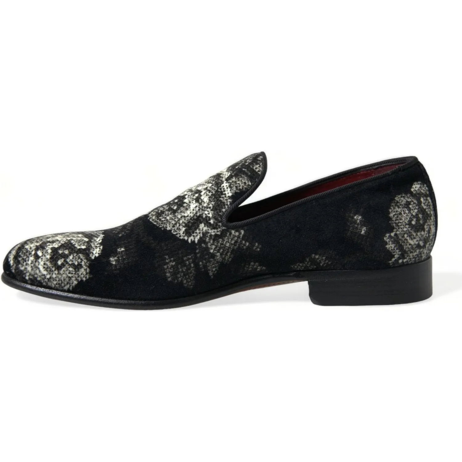 Dock Slides Dolce & Gabbana Black Floral Slippers Men Loafers Dress Shoes