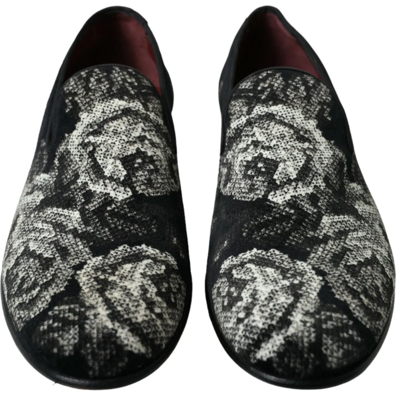Dolce & Gabbana Black Floral Slippers Men Loafers Dress Shoes Lusso Slippers