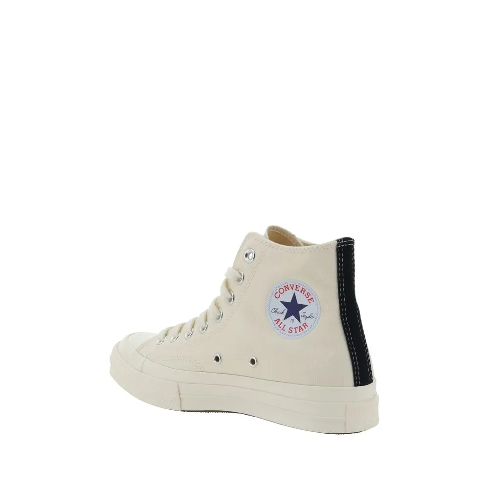 Comme Des Garons Play x Converse White Rubber High Top Sneakers Best Flat Sole Shoes For Lifting