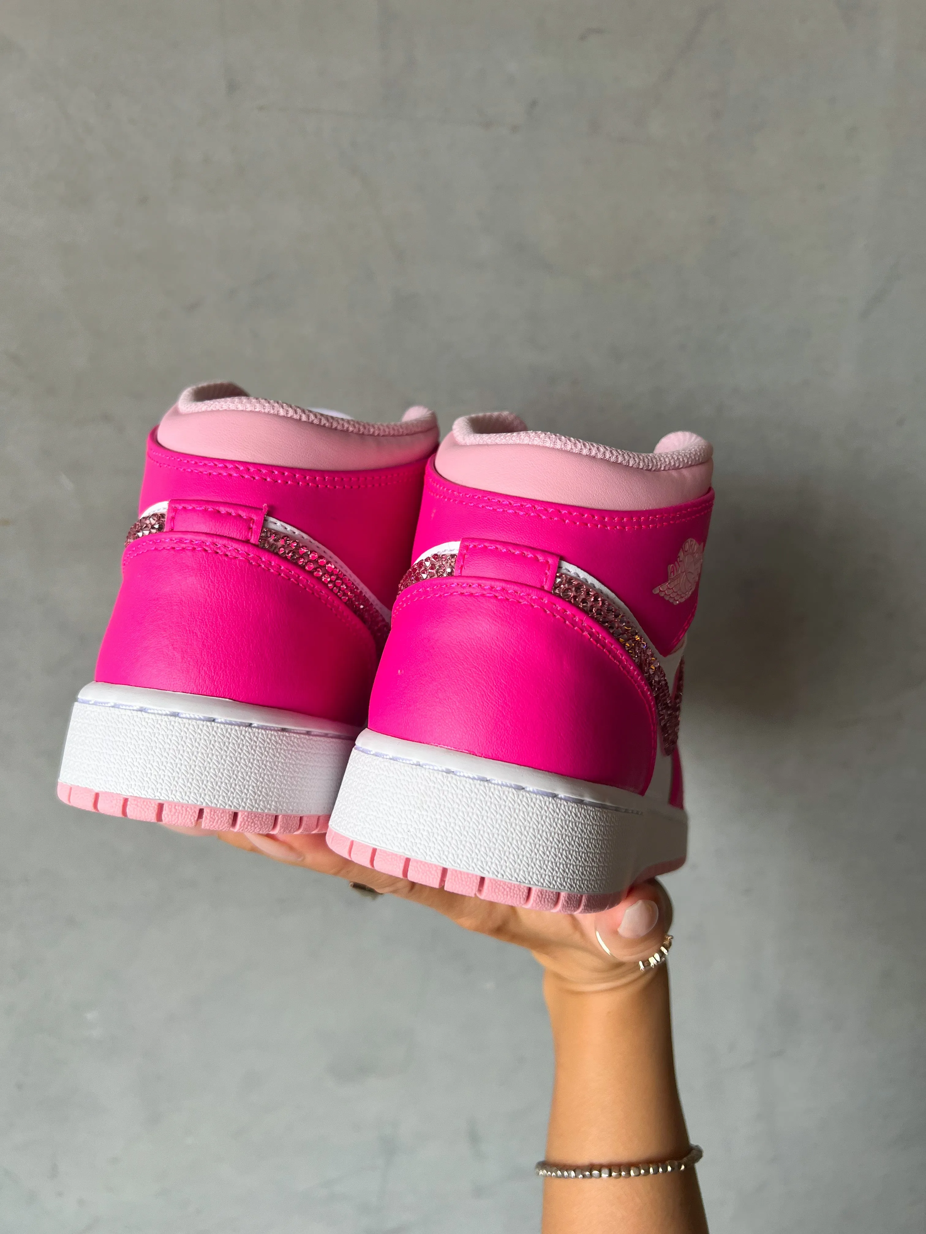 Adidas Shoes With Ribbon Laces SIZE 6 VIRAL BARBIE Pink Swarovski Womens Air Jordan 1 Mid Shoes