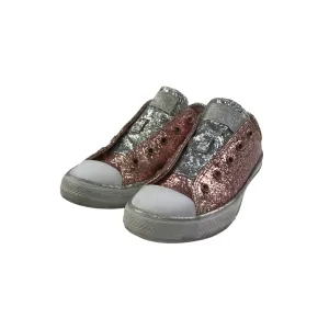 Converse All Star Trainers Shoe Size 2 Pink Sparkly Missing Laces Slide In Sneakers