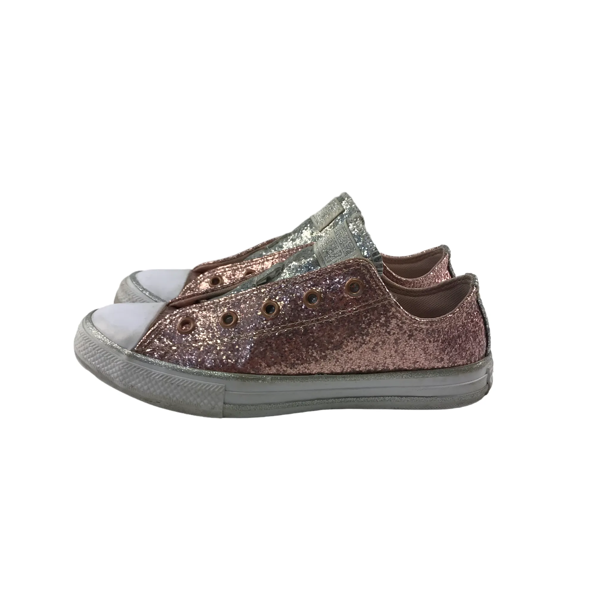 Converse All Star Trainers Shoe Size 2 Pink Sparkly Missing Laces Michigan Sneakers