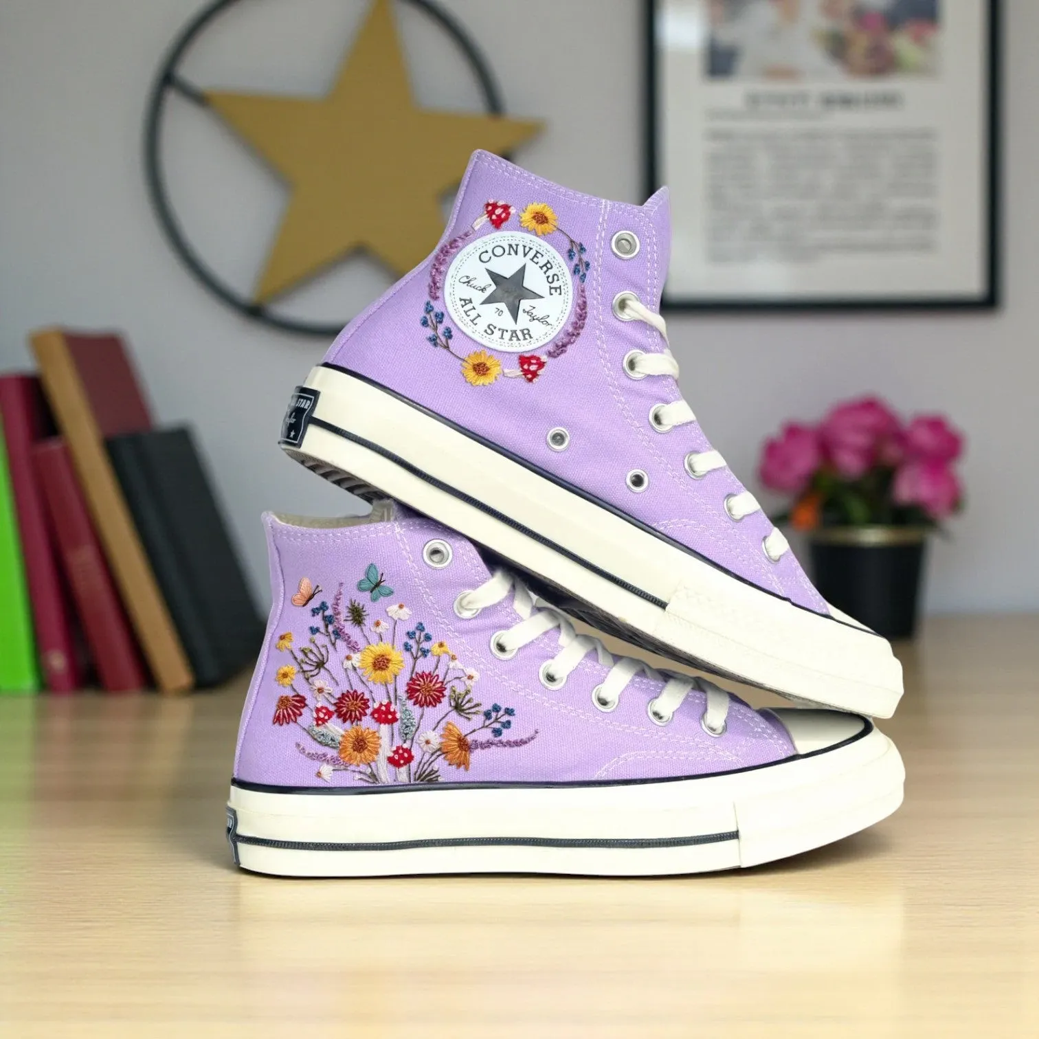 Converse Embroidered Mushroom Shoes