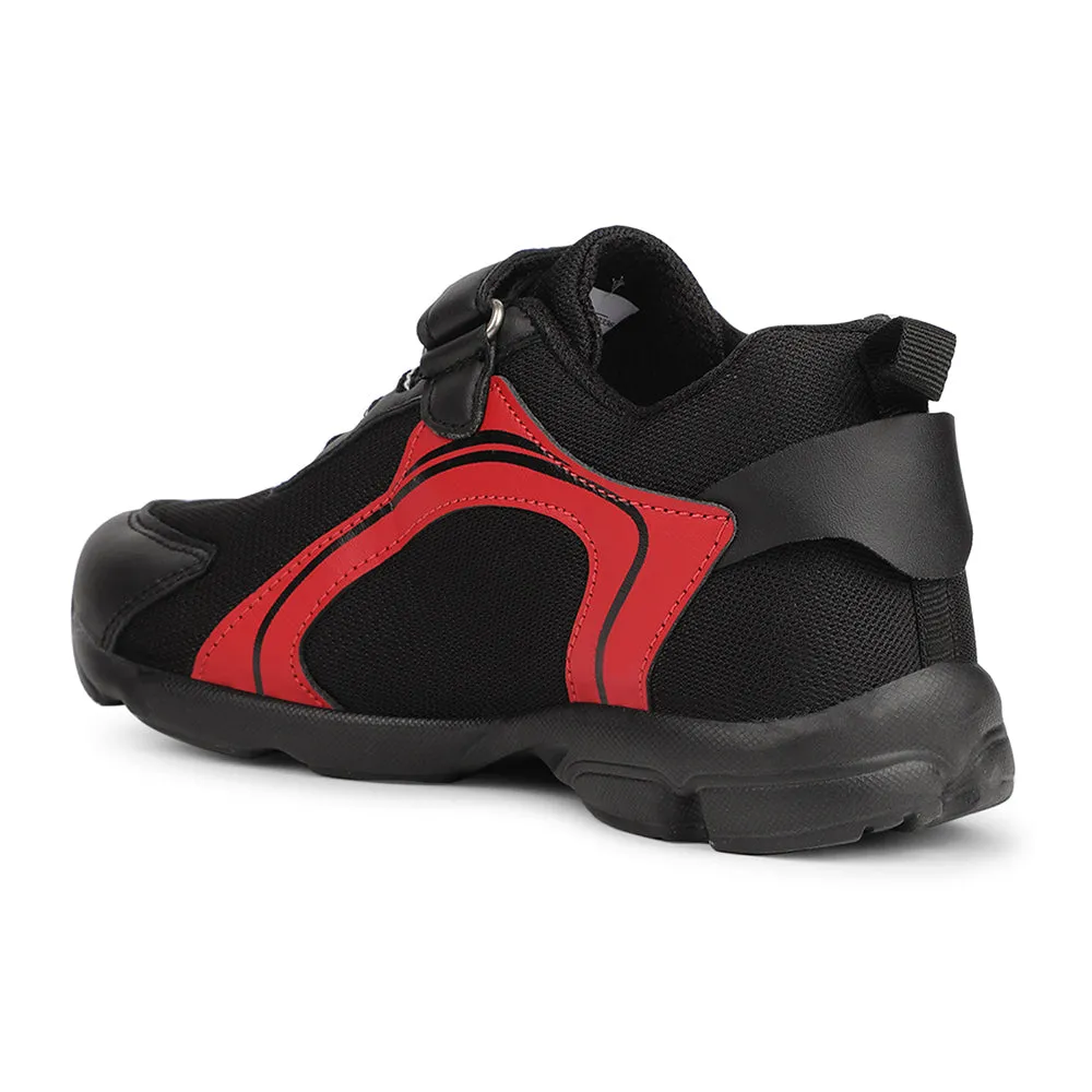 Leap7x Black Non Lacing Sports Running Shoes For Kids KSN 670V By Liberty Athletic Spikes Running Shoes