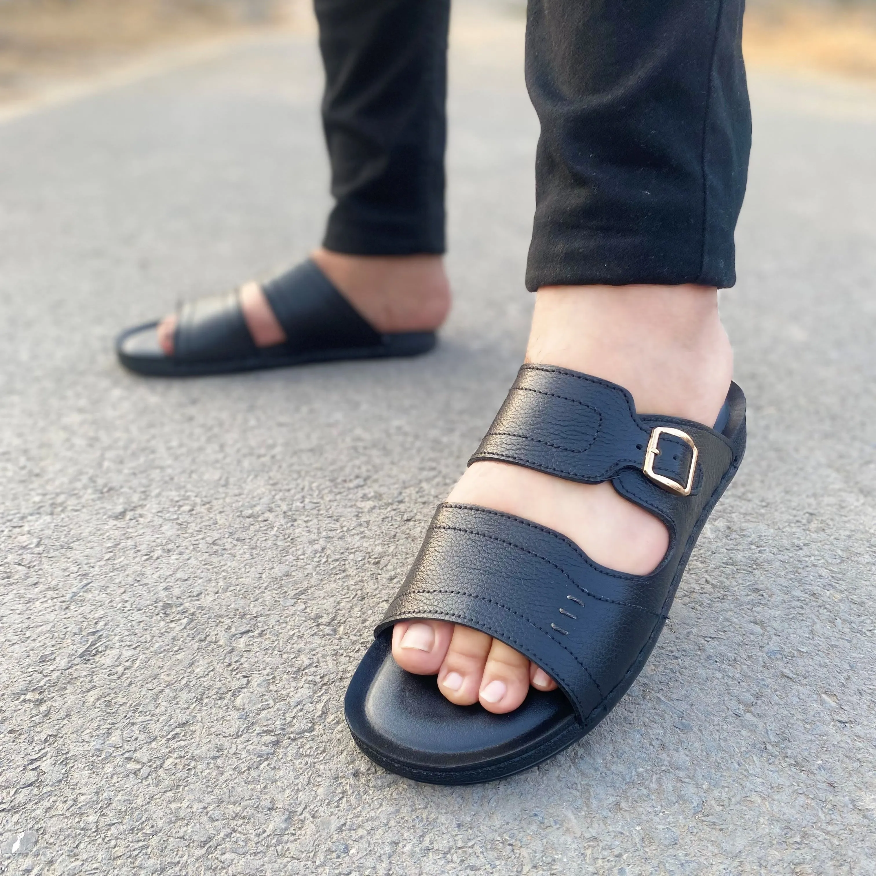 LS Pure Leather Handmade Cruisers Chappal LS-126 Garfield Slippers