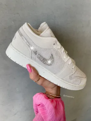 Cream Neutral Swarovski Womens Air Jordan Retro 1 Low OG Shoes Adidas Yeezy Shoes