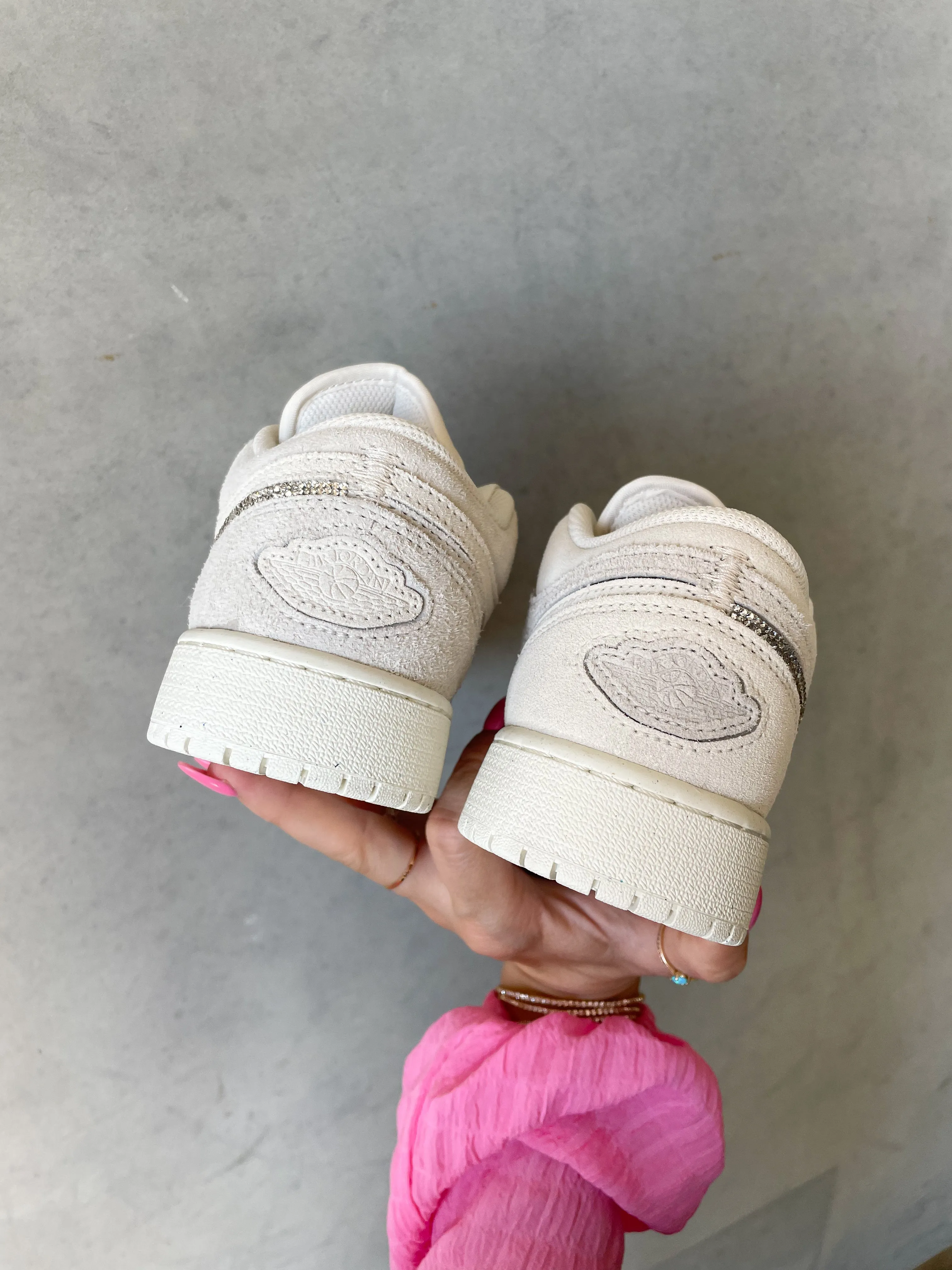 Adidas Kermit Shoes Cream Neutral Swarovski Womens Air Jordan Retro 1 Low OG Shoes