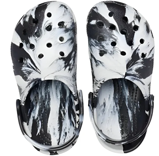 Casual Summer Shoes With Shorts Crocs Classic Marbled Clog for Kids  Black/White