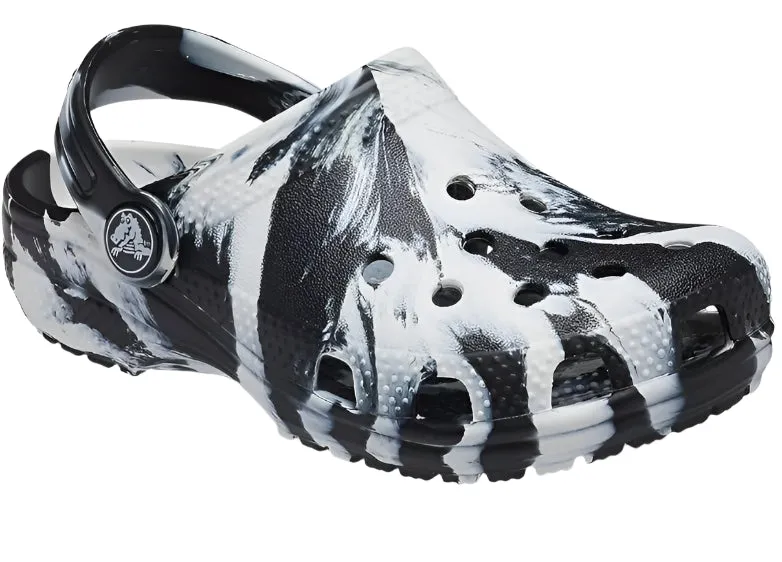 Crocs Classic Marbled Clog for Kids  Black/White Lacoste Powercourt Leather Casual Shoes