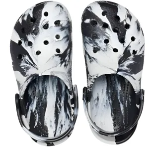 Comfy Shoes Casual Crocs Classic Marbled Clog for Kids  Black/White