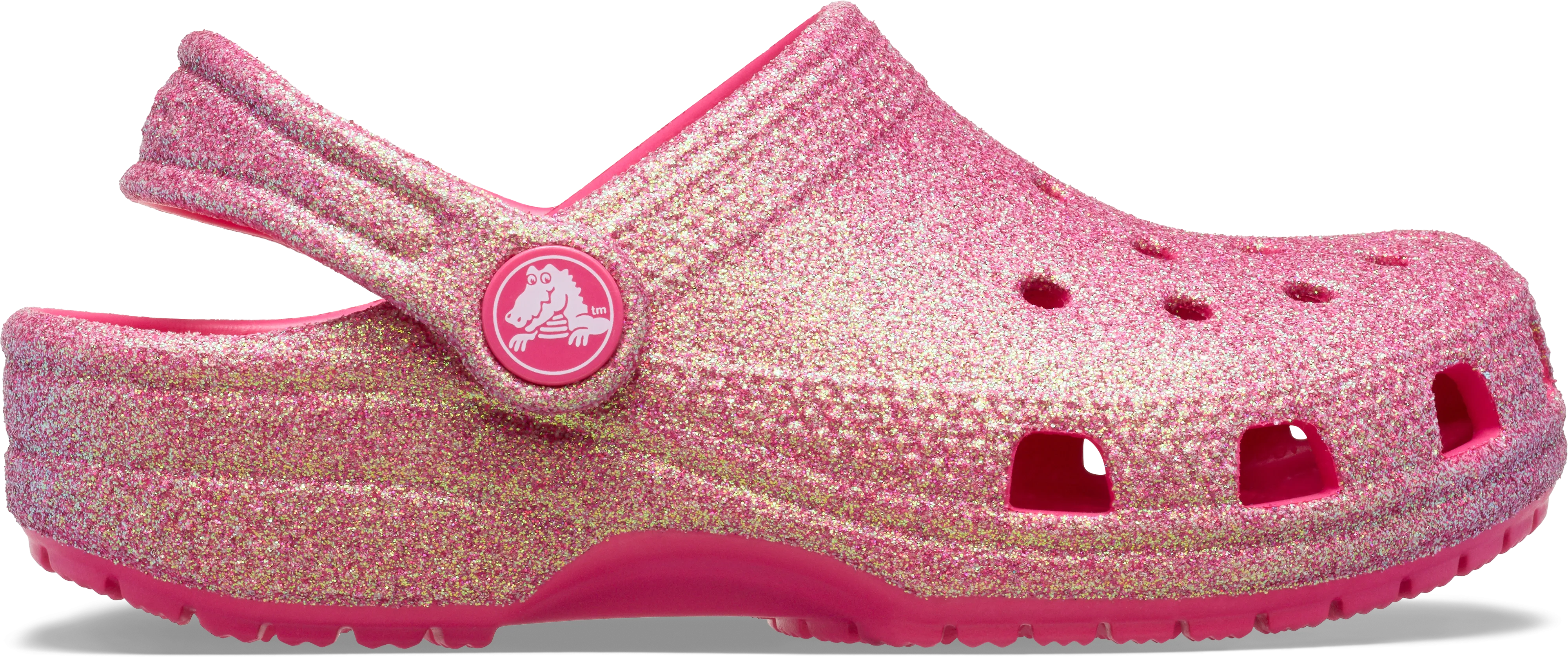 Beginner Walker Shoes Crocs Kids Classic Clog | Glitter Dragon Fruit