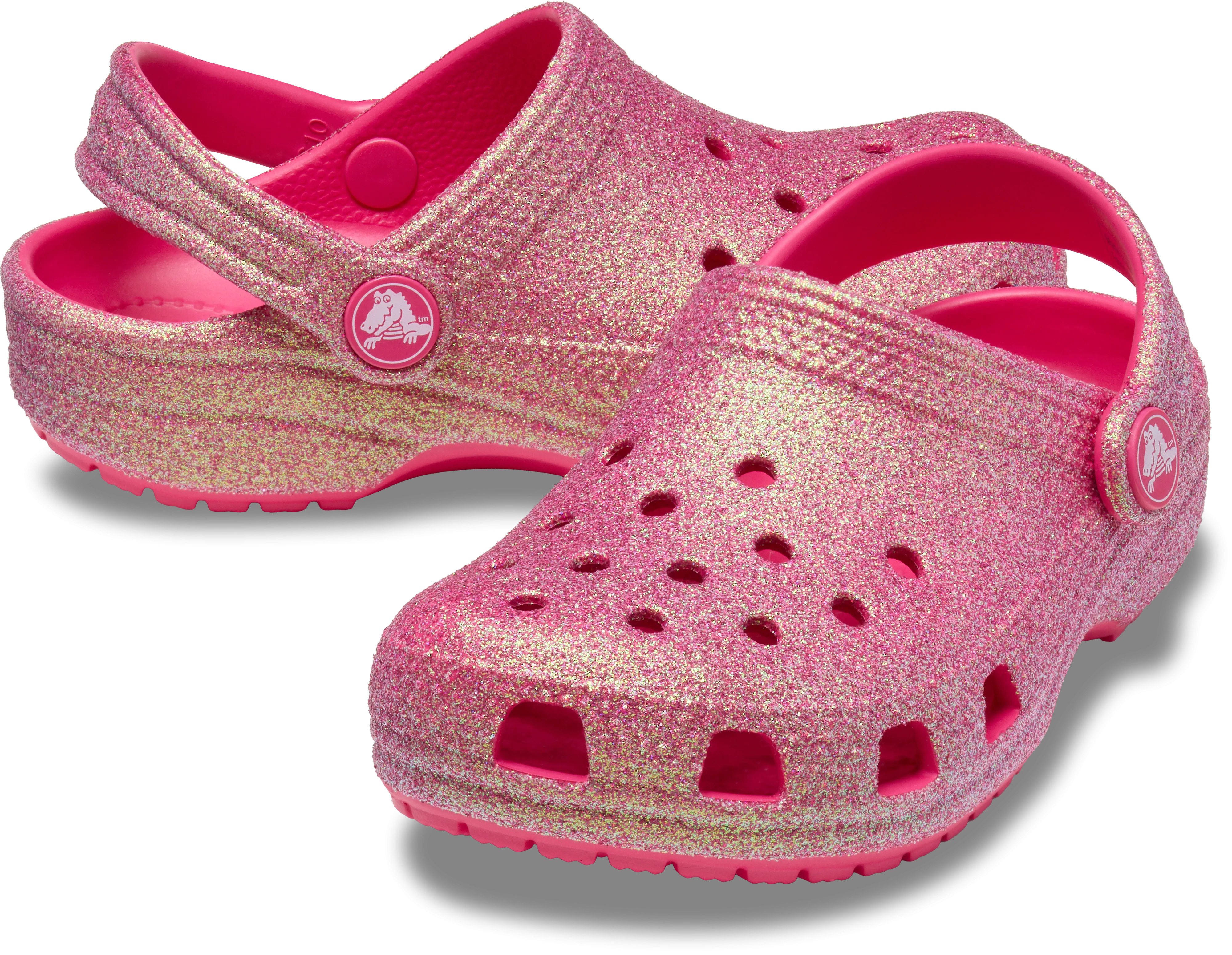 For Baby Walking Crocs Kids Classic Clog | Glitter Dragon Fruit