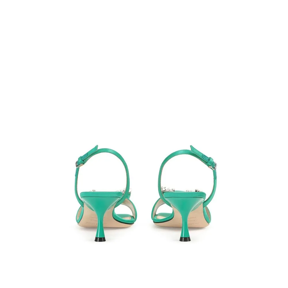 Skate Shoes With Straps Sergio Rossi Green Silk Stiletto Heel Sandals