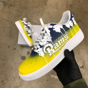 Custom Hand Painted Football Los Angeles Rams Nike Air Force 1 Low Asics Shoes Spain