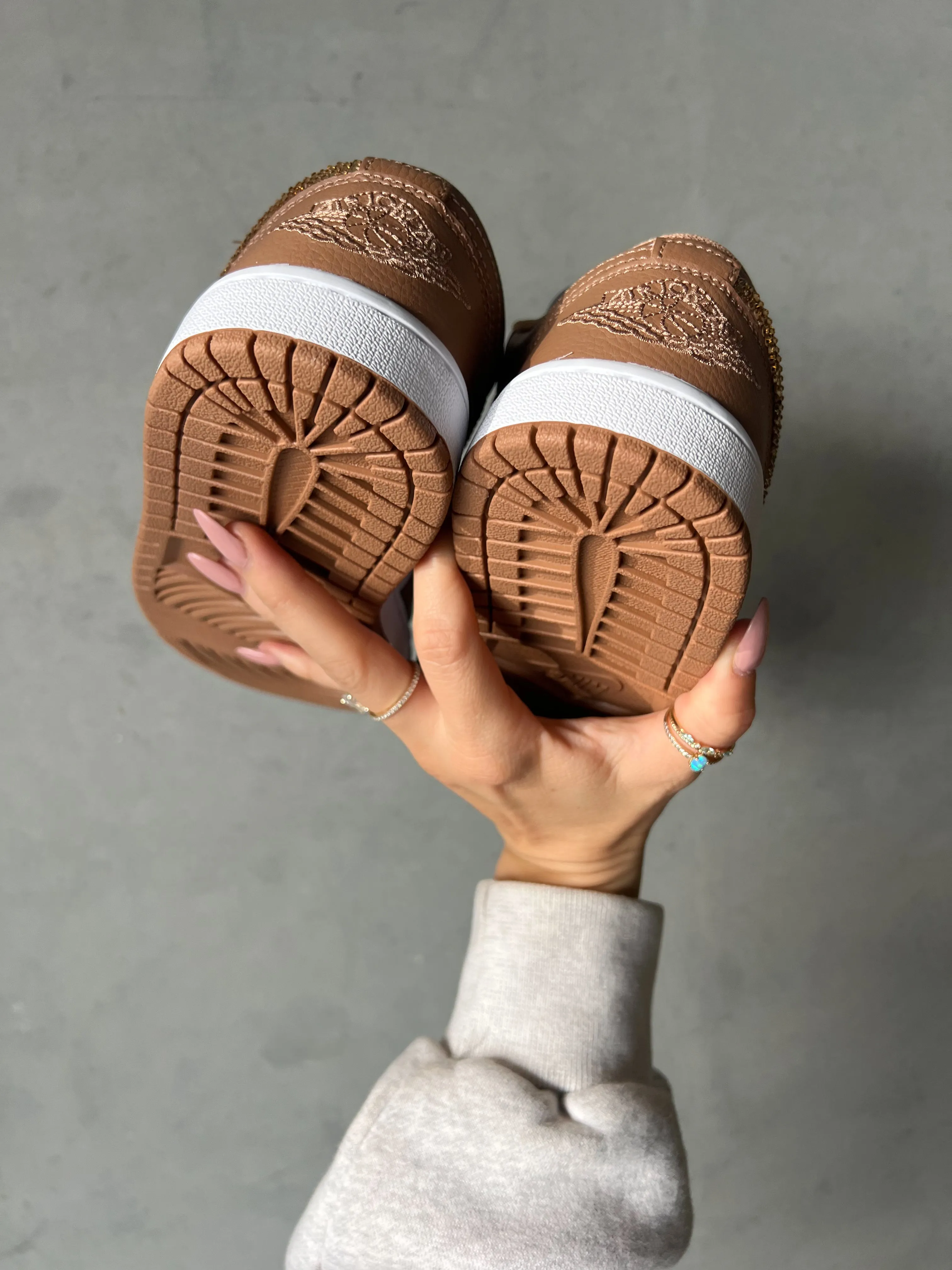 Caramel Brown Gold Swarovski Womens Air Jordan Retro 1 Low Shoes Real Madrid Shoes Adidas