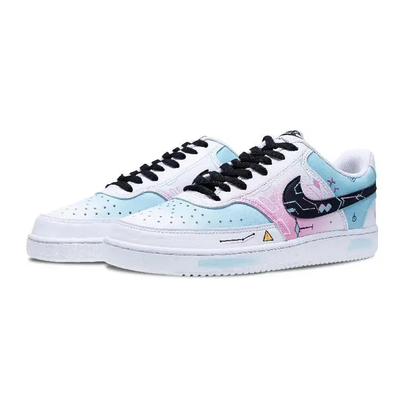 CustomizeNike Court Vision 1 Skateboarding Shoes Men Low-top Pink/Black Sneakers shoes DH2987-101 Asics Soft Sole Shoes