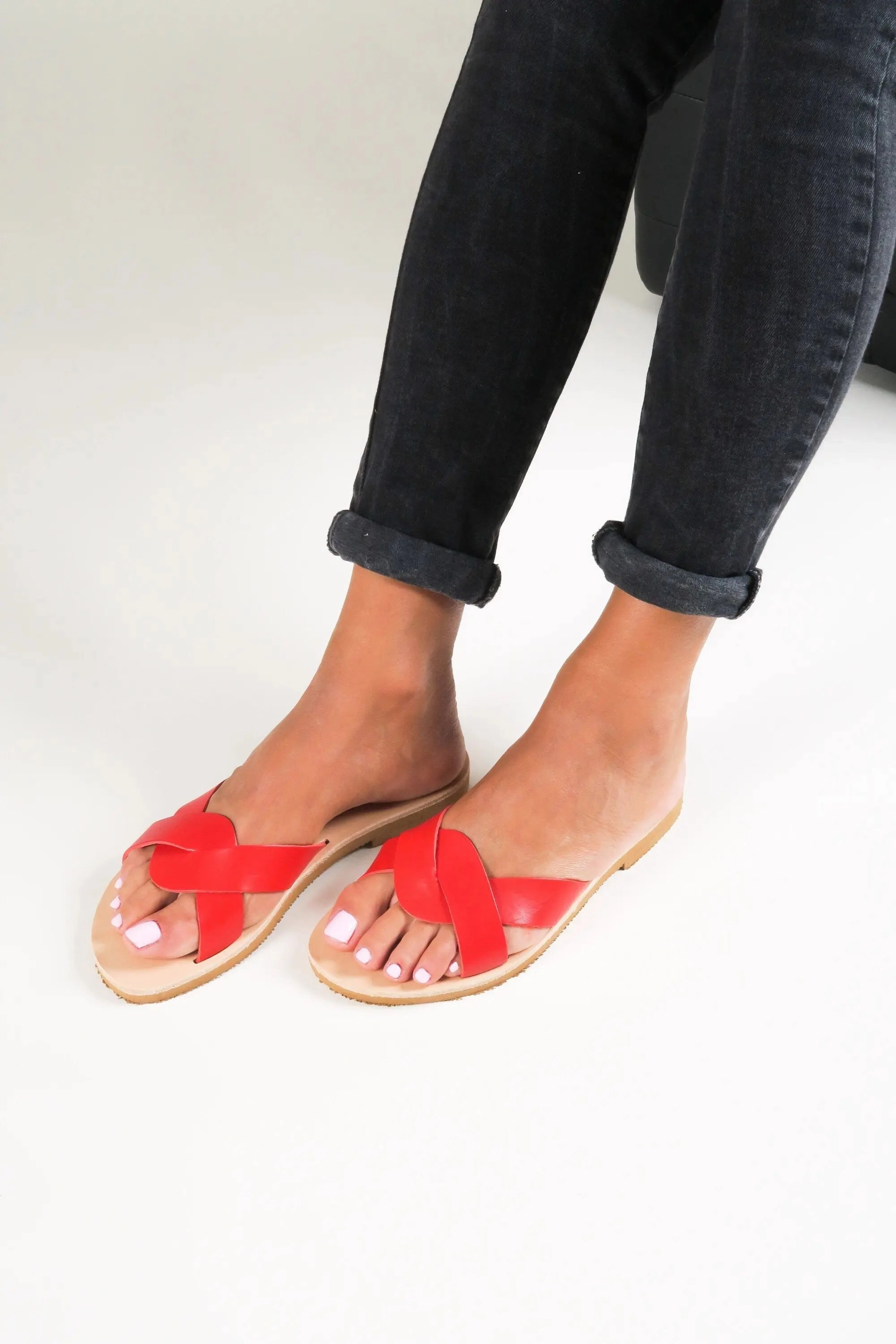 Comfortable Leather Flat Shoes CYNTHIA Handmade Greek Sandals