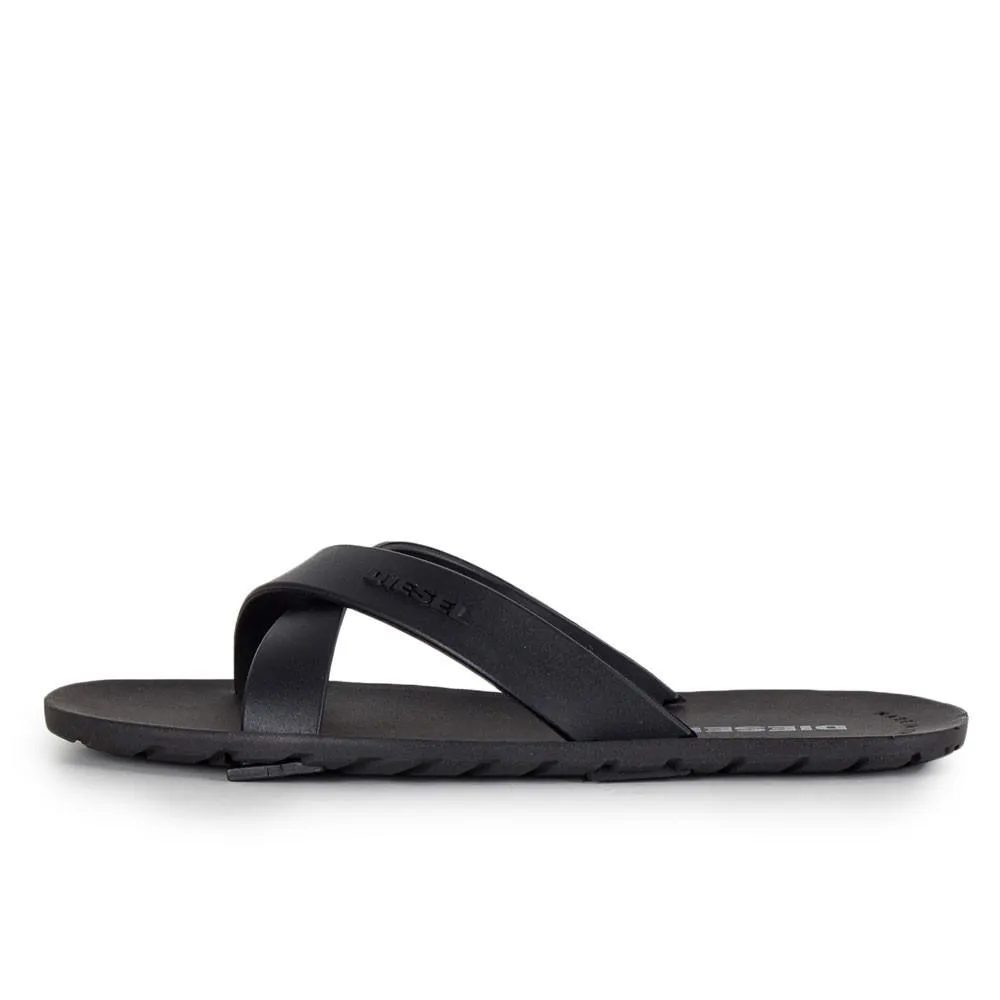 Extra Wide Flip Flops With Arch Support Diesel Plaja Wash Black Strap Plastic Sandals