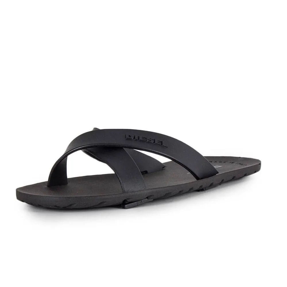 Diesel Plaja Wash Black Strap Plastic Sandals Smart Casual Dress Code Flip Flops