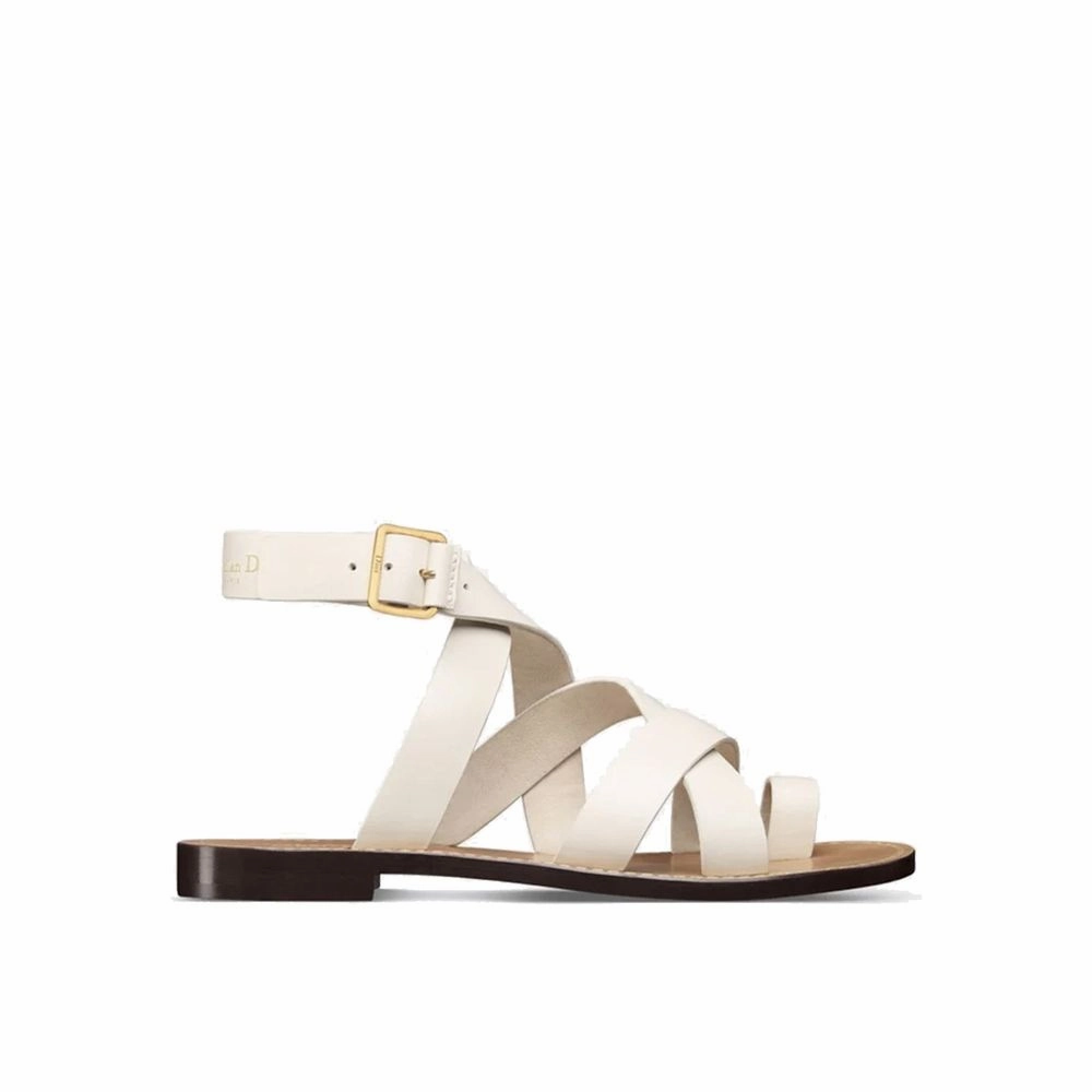 Most Expensive Flat Shoes Dior White Calfskin Flat Sandals